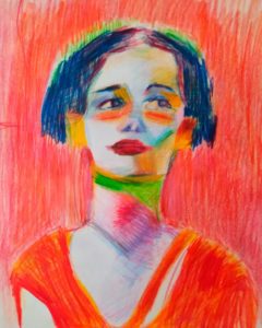 Retrato a color, lápices